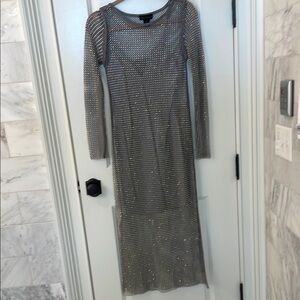 House of Harlow Elegant Silver Long Sleeve Dress